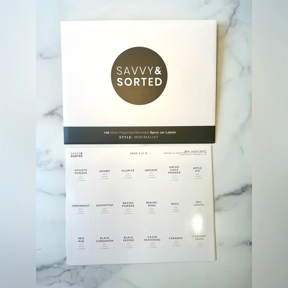 NEW Savvy & Sorted Minimalist Spice Jar Labels